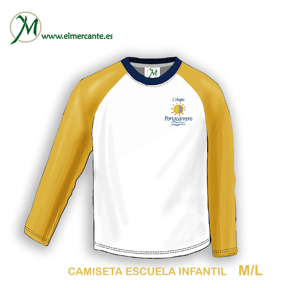 CAMISETA ESCUELA INFANTIL SIN CORCHETES MANGA LARGA