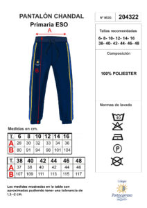 PANTALÓN CHÁNDAL PRIMARIA ESO